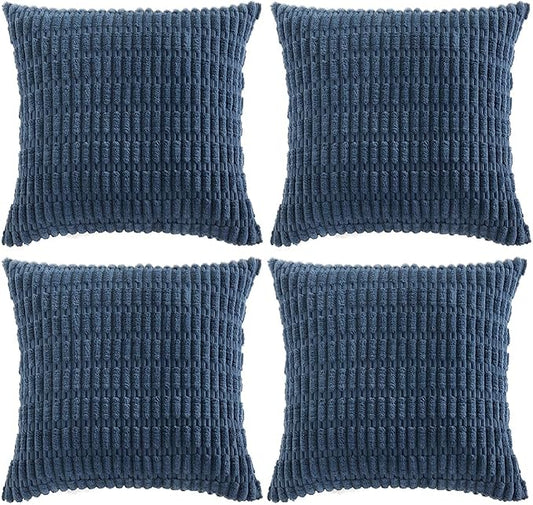 Fancy Homi 4 Packs Decorative Throw Pillow Covers for Living Room Couch Bed, Modern Farmhouse Boho Home Décor Accent Cushion Case, 14" x 14", Dusty Blue