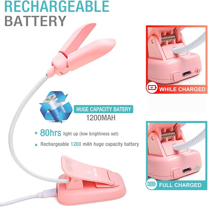 Vekkia 14 LED Rechargeable Book Light for Reading at Night