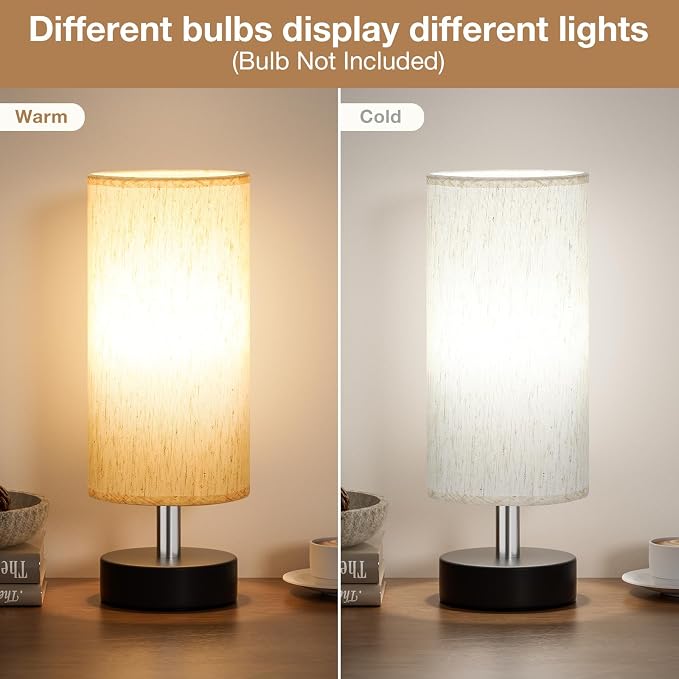 PartageiZ Small Table Lamp for Bedroom - Bedside Lamps for Night Stands