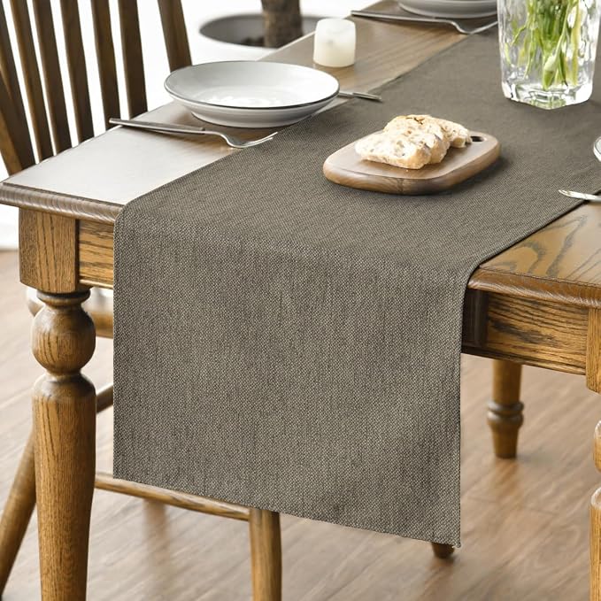 Artoid Mode Coffee Brown Table Runner, Seasonal Fall Washable Kitchen Dining Table Decoration for Home Party Decor 13x90 Inch