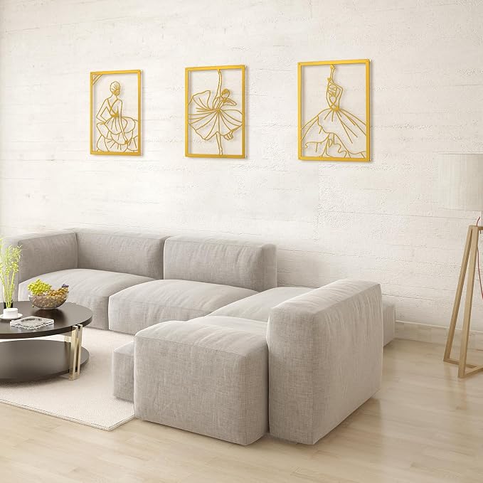 Art3d Set of 3 Black Metal Wall art, Wall Decor for Living room,Dining Room,Hallway, Dance Room, Line Art Wall Décor,Dancer theme Wall Art Style