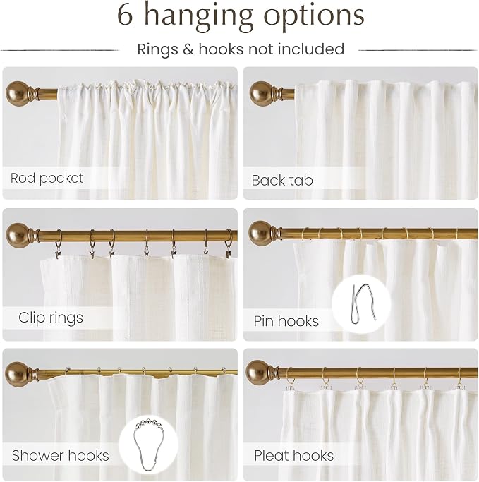 NICETOWN Natural Boho Linen 108 inch Curtains for Living Room, Jacquard Weave Waffle Pattern Privacy Light Filtering Floor Length Drapes, W52 x L108, 2 Panels