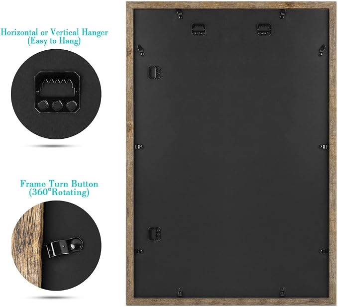 6 Pack 16x24 Rustic Brown Picture Frame with Real Glass Mat for 12x18