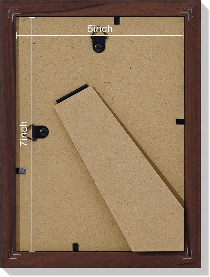 Vittanly 5x7 Picture Frames Set of 9 for Wall or Tabletop Display, Walnut | Display Pictures 4x6 with Mat or 5x7 without Mat, Small Photo Frames, Engineered Wood with Shatter Resistant Plexiglass