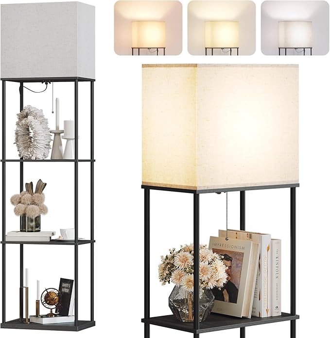 SUNMORY Large Size Floor Lamp with Shelves, Standing Lamps for Living Room