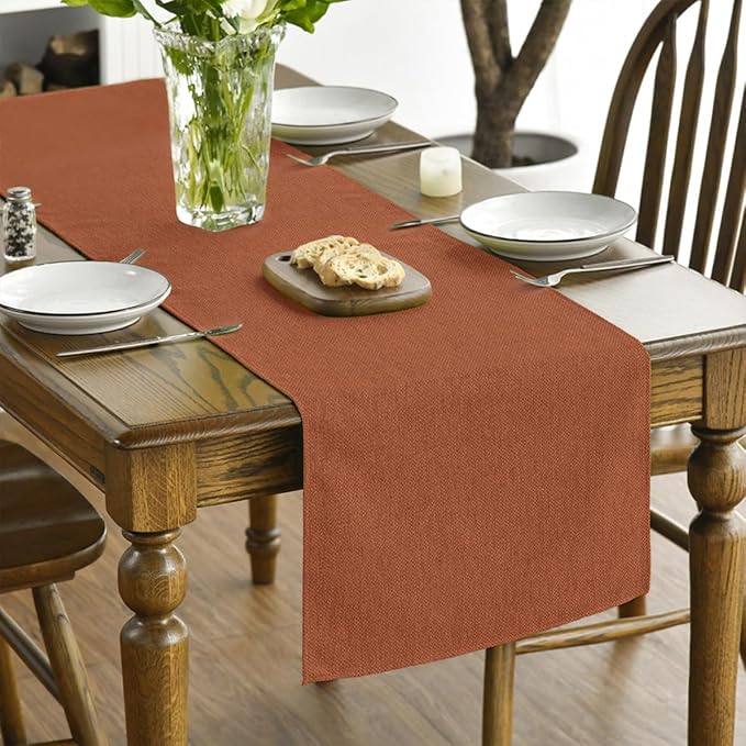 Artoid Mode Rusty Orange Table Runner, Seasonal Fall Thanksgiving Washable Kitchen Dining Table Decoration for Home Party Decor 13x72 Inch