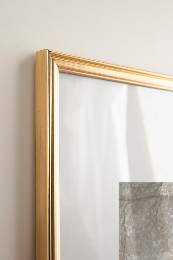 Kate and Laurel Adlynn Traditional Picture Frame Set, Set of 5, Varying Sizes, Vintage Gold, Classic Wall Frame Set Collection with Hanging Template for Gallery Wall Picture Frame Display