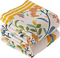 Boho Throw Blanket for Bed 100% Cotton Bohemian Blankets Ultra Soft Woven Muslin Decorative Blankets All Seasons Vintage Quilt Knitted Blanket for Sofa Chair(Yellow, 60"x80")