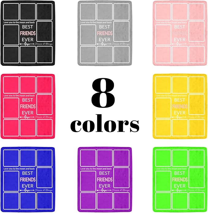Gifts for Friend Customized Blanket with Photo, Make a Personalized Friends Blankets with Picture Custom Memories Souvenir Throw Blanket for Best Friends Ever, 8 Collage Made in USA