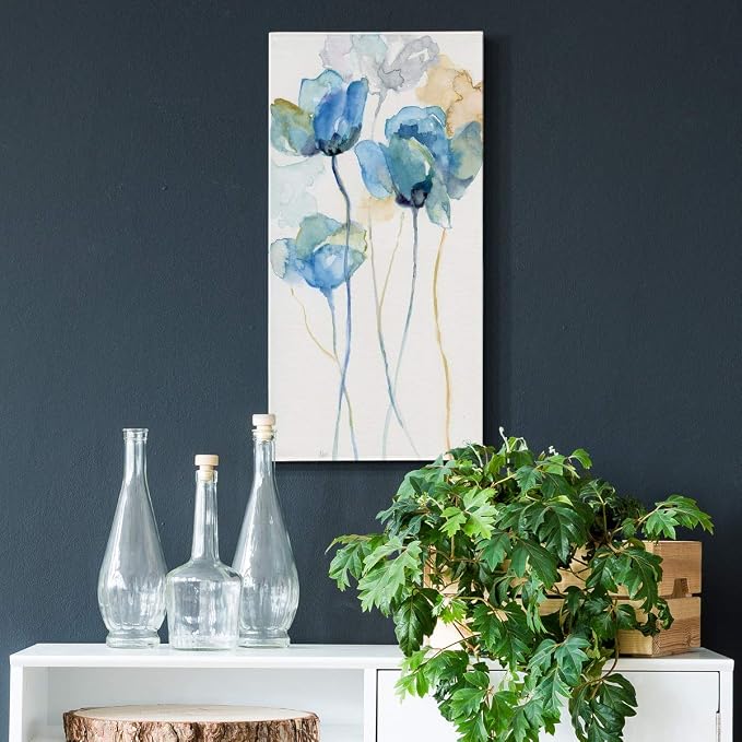 Renditions Gallery Canvas Floral Wall Art Home Paintings & Prints Colorful Stem Wildflowers Modern Glam Botanical Romantic Canvas Decorations for Bedroom Office Kitchen - 8"x16" LT43