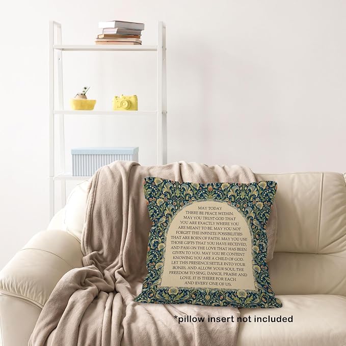 Vintage Floral Catholic Throw Pillow Cover 18x18, Christian Decor Pillow Cases for Women, Religious Inspirational Decorative Square Pillowcases for Home Living Room Bedroom Church