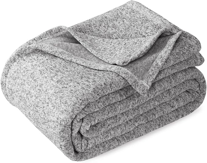 KAWAHOME Summer Sweatshirt King Size Blanket for Bed Lightweight Soft Thin | Breathable Jersey Blankets for Hot Sleepers in Air-Conditioned Room, Home Decor Holiday Gift, 108 X 90 Inches, Heather Grey