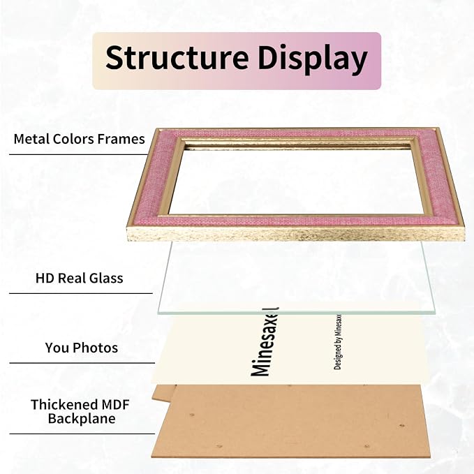 5x7 Picture Frame - Soft Pink Fabric & Vintage Gold Border HD Real Glass with Easel for Tabletop/Wall (Family Photos, Nursery Decor 1 Pack)