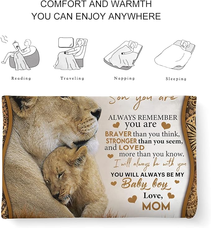 Gifts for Son, Son Gifts from Mom, Son Birthday Fathers Day Graduation Valentines, Soft Throw Blanket 60"x50"