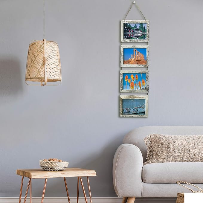 SESEAT Wall Hanging 5x7 Picture Frames Collage with Distressed White Frames,2 Packs