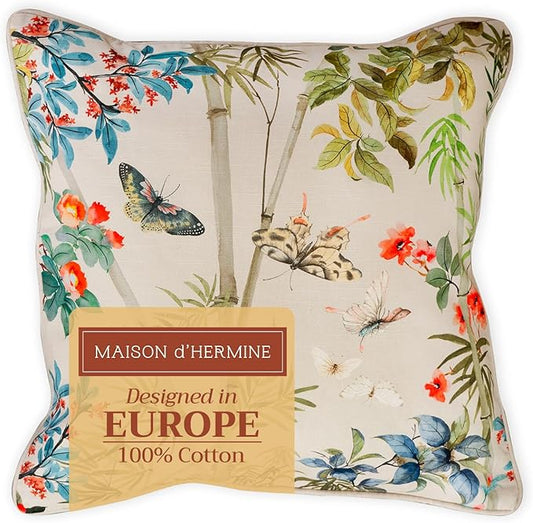 Maison d' Hermine Throw Pillow Covers 100% Cotton (20" x 20" - Pack of 1)