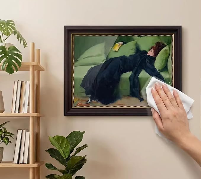 Vintage Dark Brown Framed Canvas Wall Art Moody Print Decadent Young Woman After the Dance Victorian Painting Painting Wall Decor for Bedroom Living Room Office Bathroom Decoration 9x11in