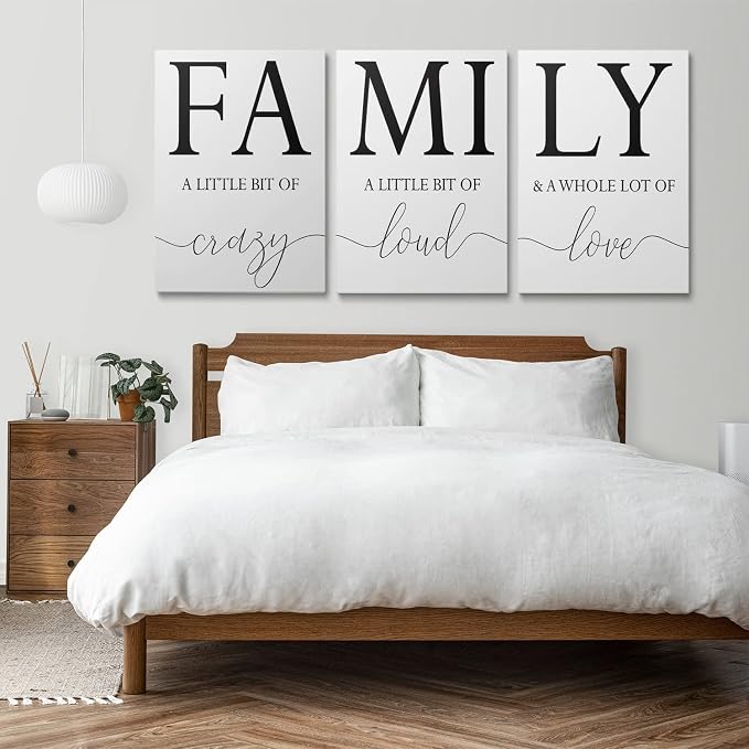 GUBIYU Home Family Wall Decor,Dining Room Kitchen Decor Set of 3 Inspirational Canvas Prints Black and White Framed Canvas Art Painting Wood Wall Decoration for Dining Room Bedroom Living Room 20"x28"
