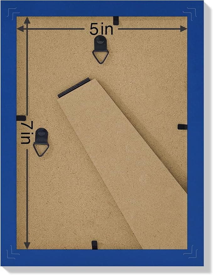 Vittanly 5x7 Picture Frames Set of 9 for Wall or Tabletop Display, Blue | Display Pictures 4x6 with Mat or 5x7 without Mat, Small Photo Frames, Engineered Wood with Shatter Resistant Plexiglass