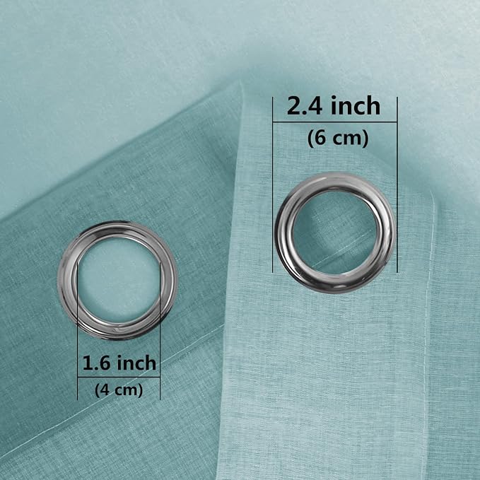 DWCN Ombre Sheer Curtains - 84 inches Long Faux Linen Gradient Semi Voile Curtains for Bedroom and Living Room, Set of 2 Grommet Top Window Curtain Panels, 42 x 84 Inches Long, Peacock Blue