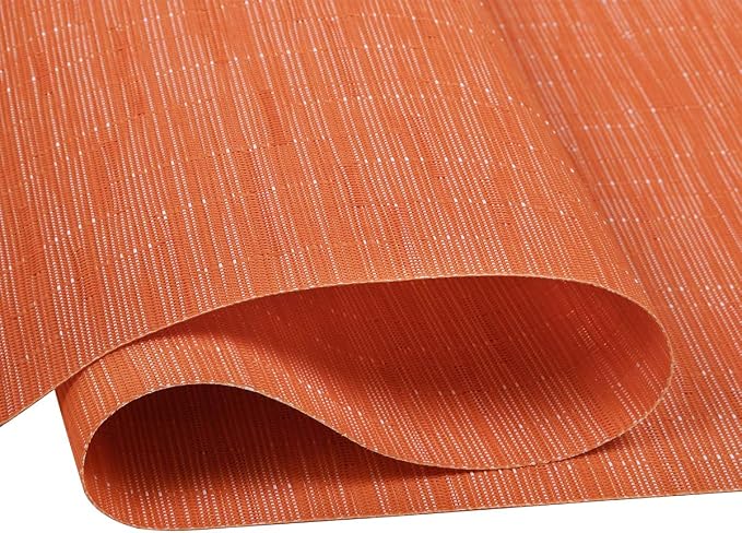 SHACOS Woven Vinyl Table Runner Indoor Outdoor 12x71 inch Kitchen Dining Table Runners Wipe Clean Washable PVC Table Runner, Orange