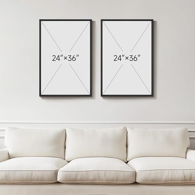 Large Framed Green Abstract Wall Art Set of 2, Modern Canvas Prints Paintings for Walls, Minimalist Sage Green and Gold Abstract Pictures for Living Room Dining Bedroom Hallway Wall Decor 24x36 In