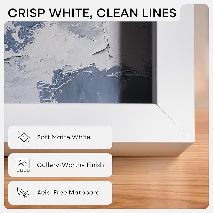 Homeforia 13x17 White Picture Frame, High-End Metal, 10x14 Mat, Glass