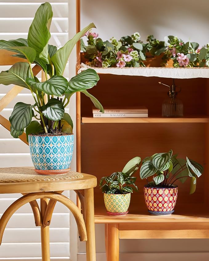 Metahom 4.9 Inch Ceramic Pots for Plants, Colorful Flower Pots Set of 4