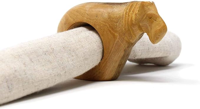 Global Crafts Handcarved Mahogany Wooden Napkin Ring Holders, Lion, Set of 6 (KWF012_L)