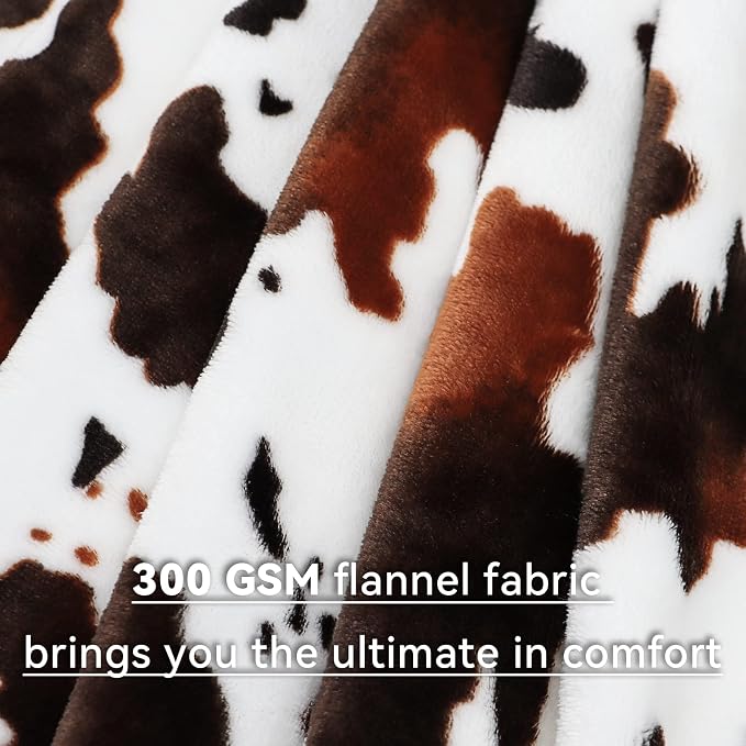 Twin Blanket for Travel, Lightweight Cozy Plush Soft Warm Fleece Throw Blanket for Bed, Couch, Sofa, Travel, Camping, Brown & White, 60x80 inches