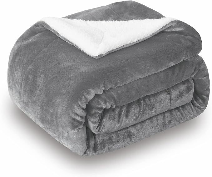 SOCHOW Sherpa Fleece Throw Blanket, Grey, 60x80 inches | Double-Sided Super Soft Luxurious Plush Blanket Twin Size
