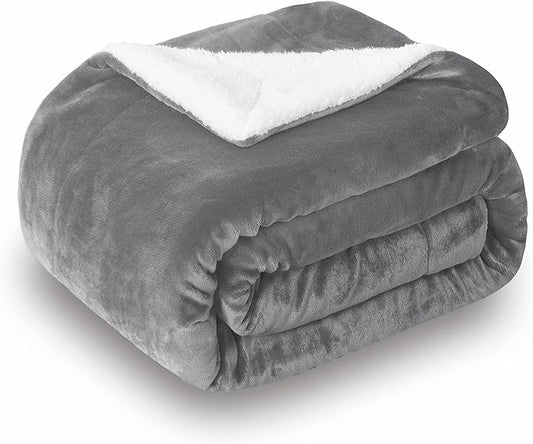 SOCHOW Sherpa Fleece Throw Blanket, Grey, 60x80 inches | Double-Sided Super Soft Luxurious Plush Blanket Twin Size