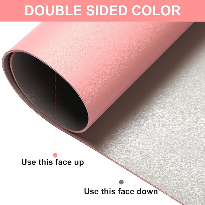 Makeup Mat for Vanity - Waterproof | Oil-Proof | Dust-Resistant | Soft and Comfortable Desk Protection, Ideal for Makeup Tables and Workbenches (15.7"X31.5", Pink)