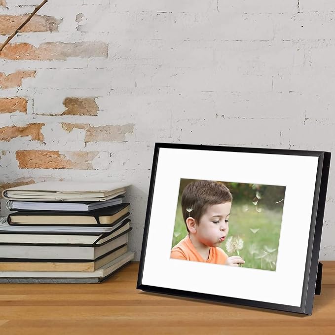 Frametory 2 Pack 8x10 Aluminum Frame with Mat for 5x7 Photo, Black