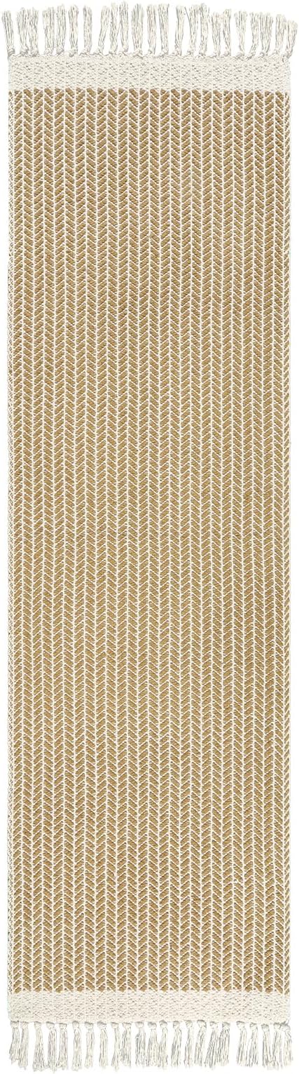 Lahome Boho Bathroom Runner Rug, 2x7 Washable Rugs for Laundry Room Hallway | Woven Cotton Hallway Rugs with Tassels, Farmhouse Decor Mat, Non Shedding Lightweight Low Pile Carpet for Kitchen Bath, Khaki