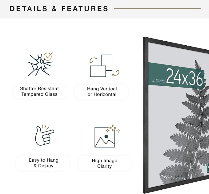 MCS Studio Gallery Movie Poster Frame, 24x36, Black Woodgrain, 2-Pack
