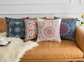 Boho Throw Pillow Covers 18X18 Inch Set of 4 Bohemian Soft Velvet Couch Pillow Cases Farmhouse Decorative Pillow Covers for Sofa Living Room Bedroom Outdoor Patio Porch