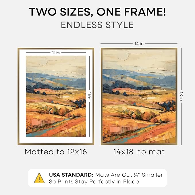Homeforia 14x18 Bronze Picture Frame, High-End Metal, 12x16 Mat, Glass