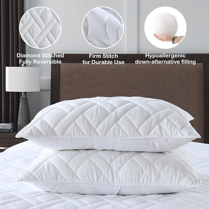 HORIMOTE HOME Quilt Set King Size White, Classic Geometric Diamond Stitched Pattern, Ultra Soft Microfiber Lightweight Bedding Set Bedspread Coverlet for All Season (1 Quilt and 2 Pillow Shams)