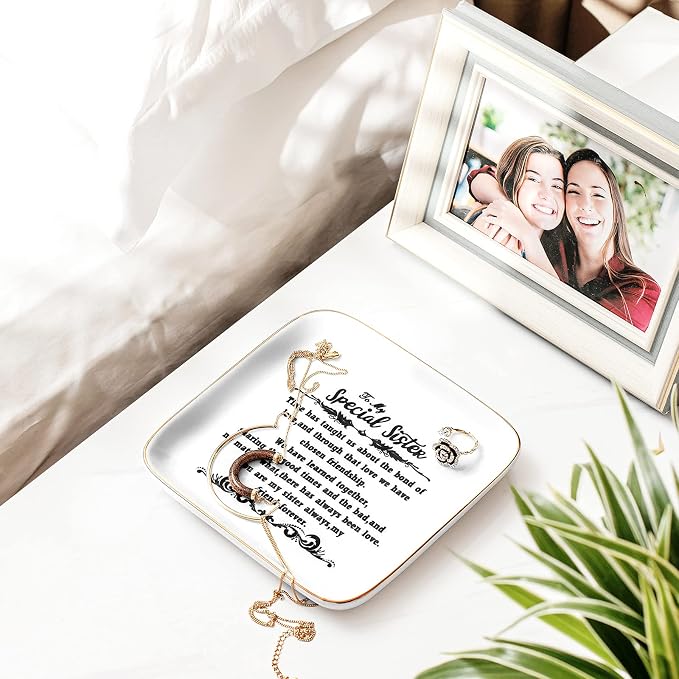PUDDING CABIN Sister Birthday Gifts Jewelry Dish Gift for Sister Mother's Day Christmas