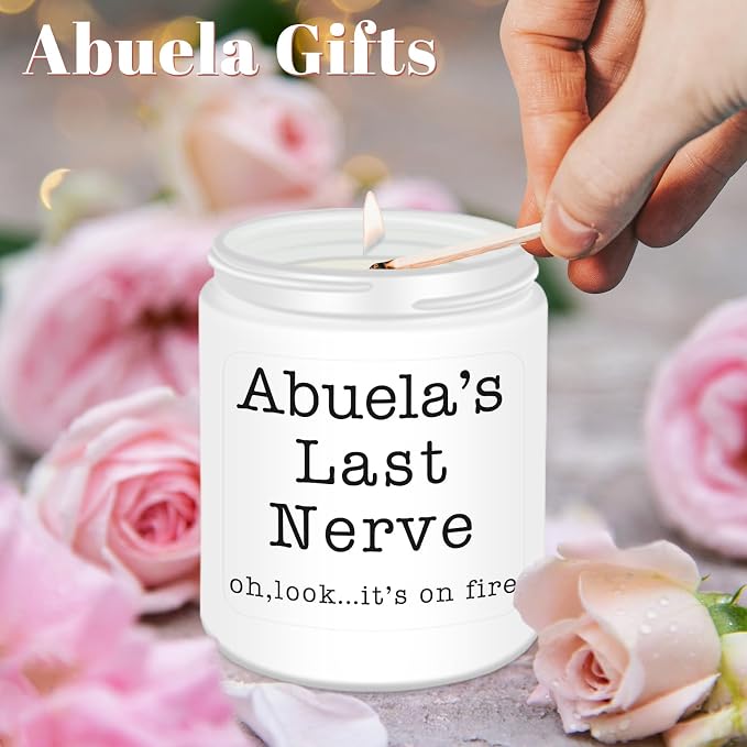 Homsolver Abuela Gifts,Gifts for Grandma from Granddaughter Grandson, Christmas, Birthday, Mother and Grandparents Day, Scented Candles, Abuela’s Last Nerve