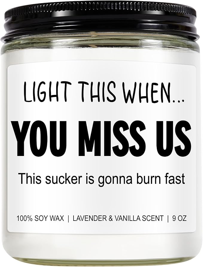Younift Funny Scented Candle, We Will Miss You, Moving Away Gifts for Friend, Farewell, Goodbye, Going Away Gifts for Coworkers Women, Men, Boss, Coworker Leaving, Retirement Presents - 9 oz