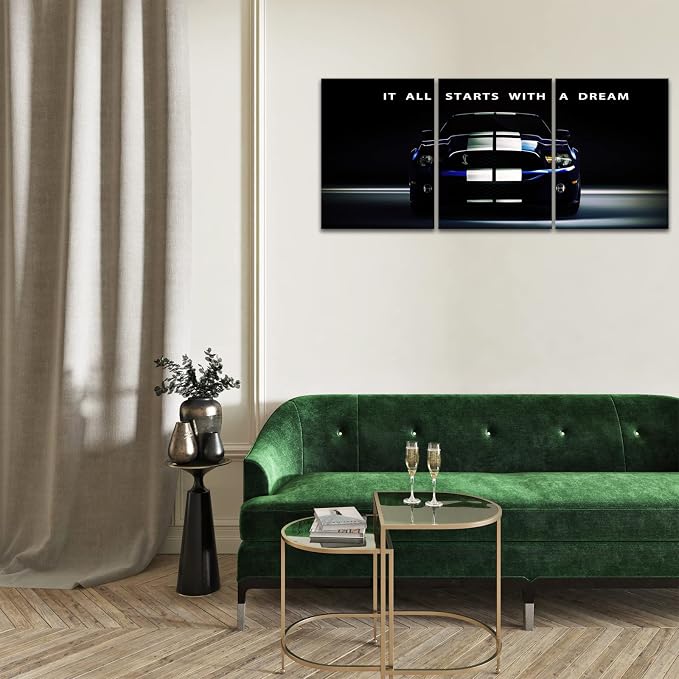 KAWAHONE Motivational Canvas Wall Art - It All Starts with A Dream,Office Inspirational Poster Prints Quotes Wall Decor Gallery-Wrapped Frame Ready to Hang