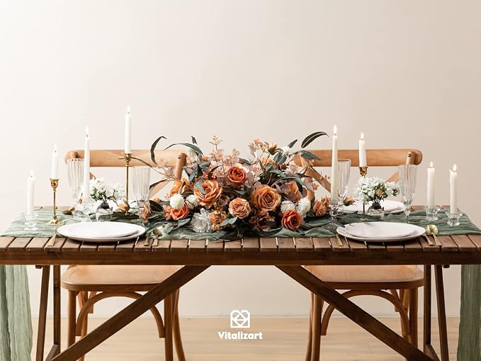 Vitalizart Cheesecloth Table Runner Sage Green 10ft Gauze Boho Rustic | 120 Inches Long Soft Durable Cheese Cloth Table Runner for Wedding Baby Shower Fall Thanskgiving Decoration