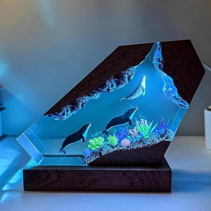 Handmade Humpback Whale Ocean Resin Lamp