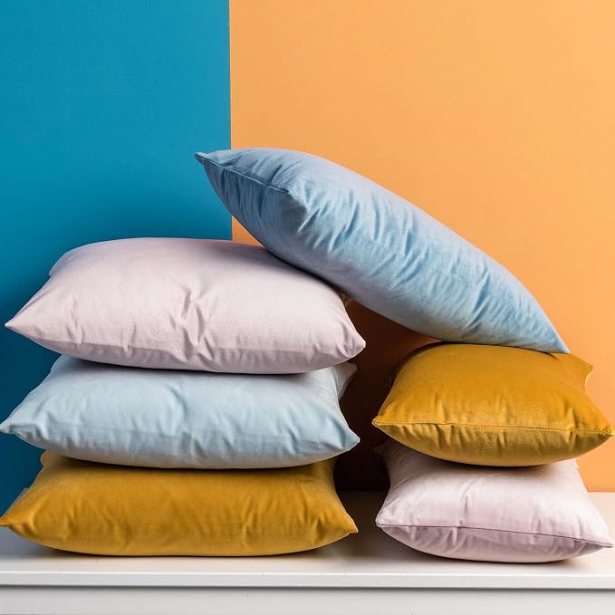Throw Pillow Covers Set of 2 Velvet Cushion Covers 14x14,Light Blue