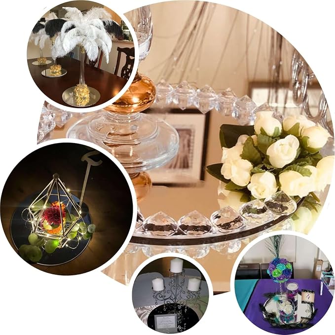 Efavormart 16" Round Glass Mirror Wedding Party Table Decorations Centerpieces - 4 PCS