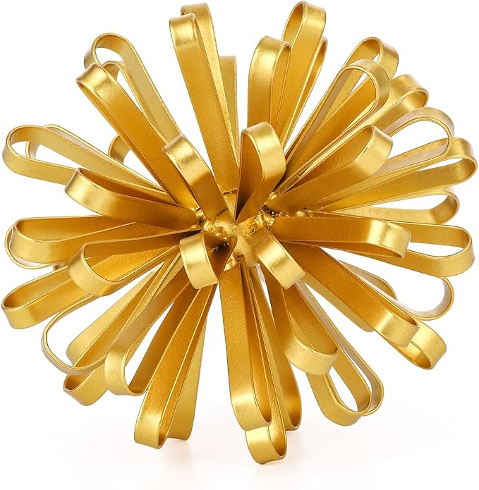 4.72" Gold Metal Floral Tabletop Sculpture