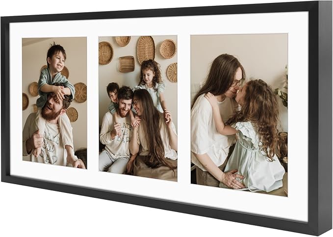 Golden State Art 7x14 Collage Frame w/Mat for 3 4x6 Photos Black 2 Pack