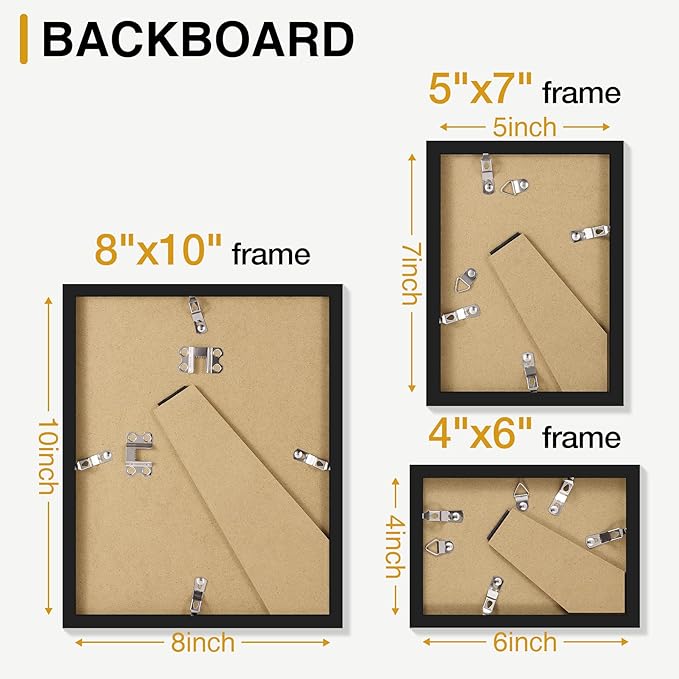 decorUhome 15 Pack Assorted Picture Frame Set for Wall & Tabletop, P0715DBN | Distressed Brown, Multi Size Picture Frame Includes Three 8x10 / Six 5x7 / Six 4x6 for Family Gallery Wall